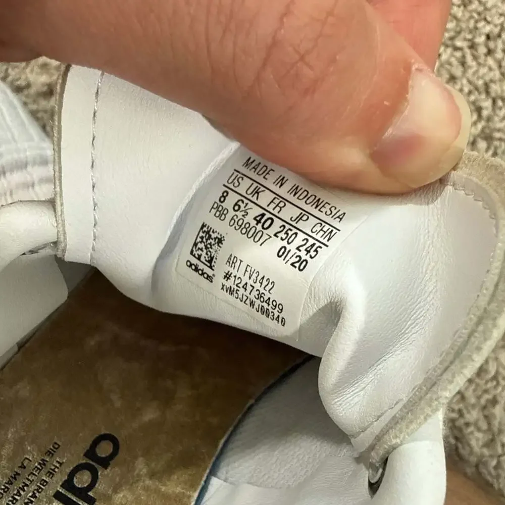 Adidas Stan Smith Womens 8 White Gold‎ Snake Heel Tab Leather Sneakers EUC